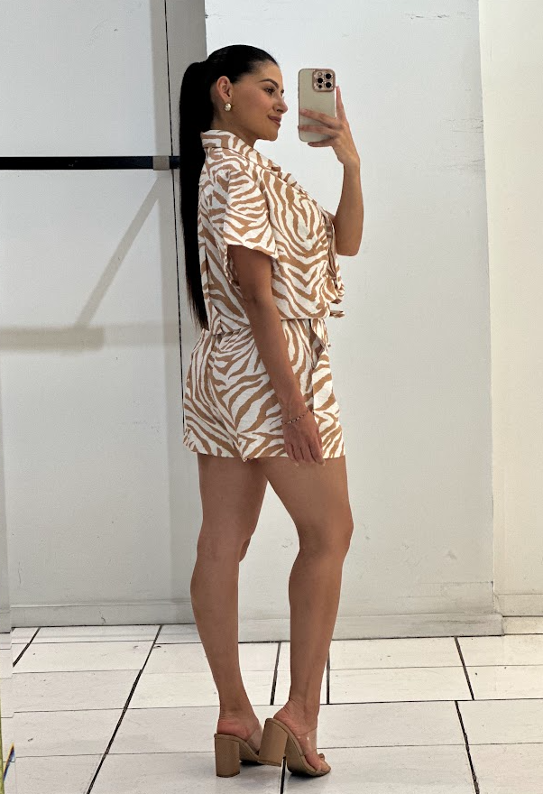 Zebra Print Pattern Top & Bottom Set