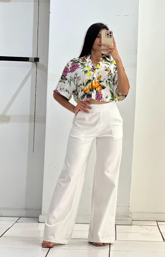 Blooming Grace - Top corto con estampado floral