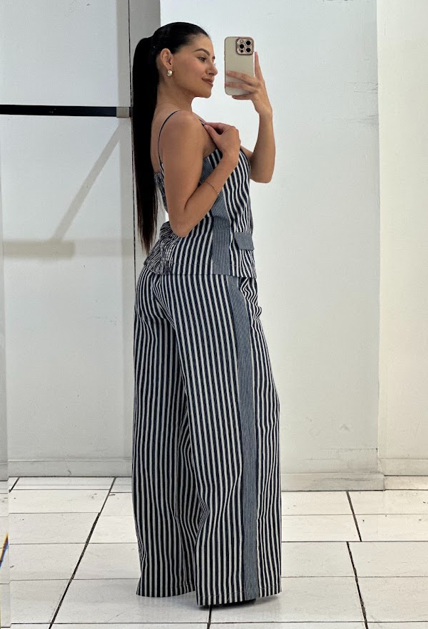 Stripe Sleeveless Top & Pants Set