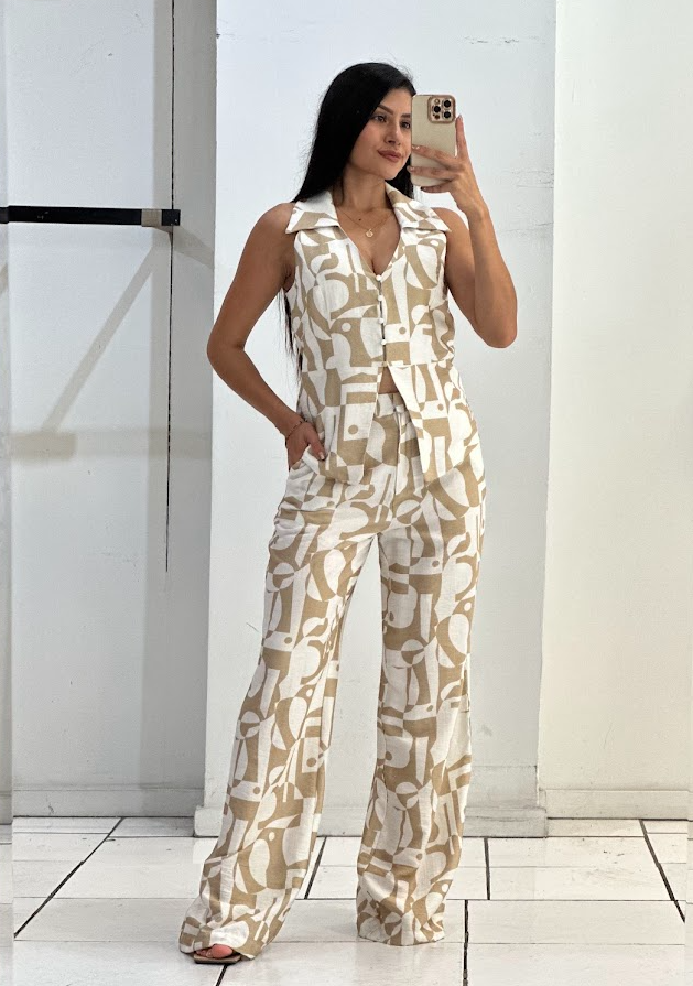 Geometric Patterns Women's Top & Pants Set