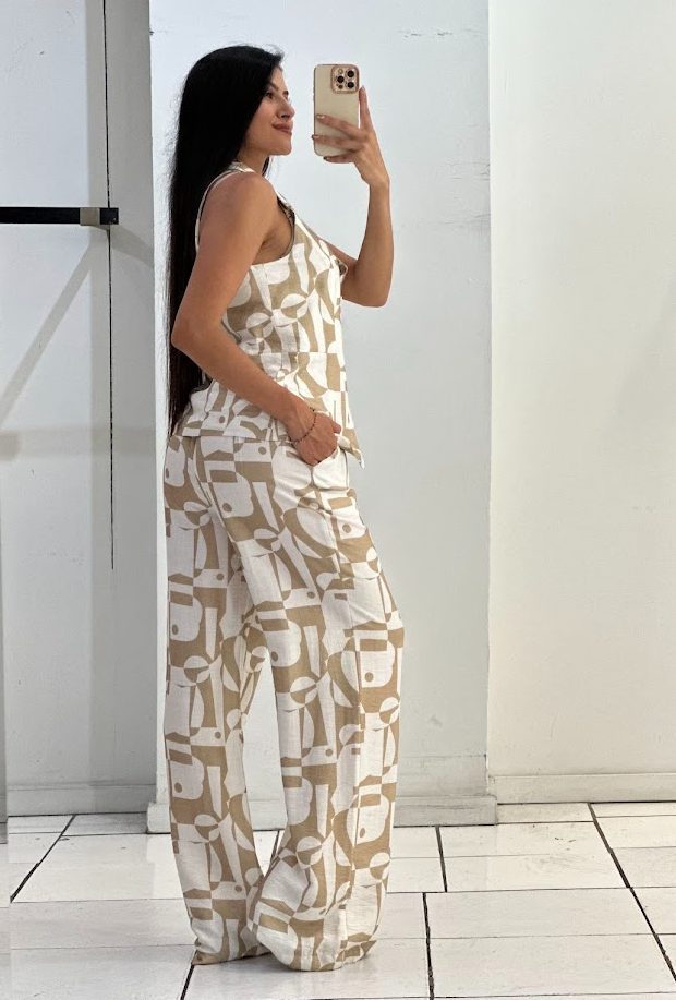 Geometric Patterns Women's Top & Pants Set