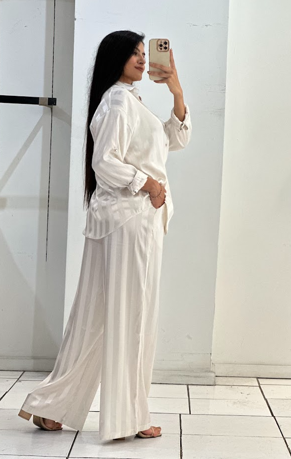 Striped Pattern Top & Pants Set