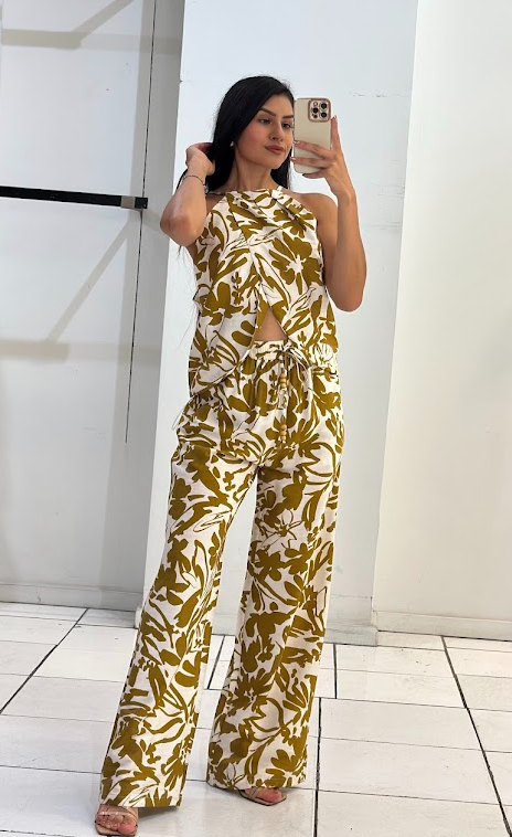 Outfit Set Halter-neck Crop Top Set