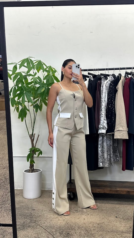 Sleeveless Vest & Wide-Leg Pants Set