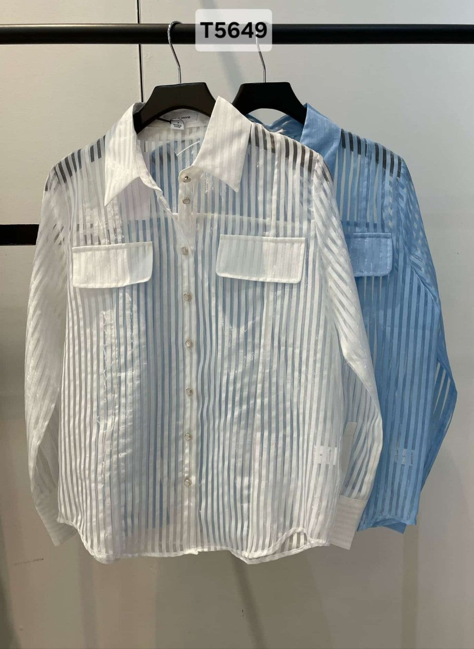 Stripe Pattern w/ Collared Blouse