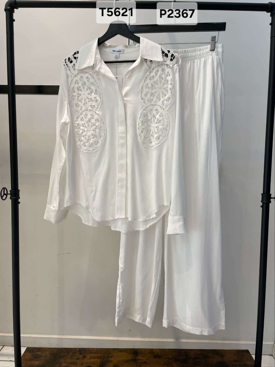 Geometric Crochet Top & Pants Set