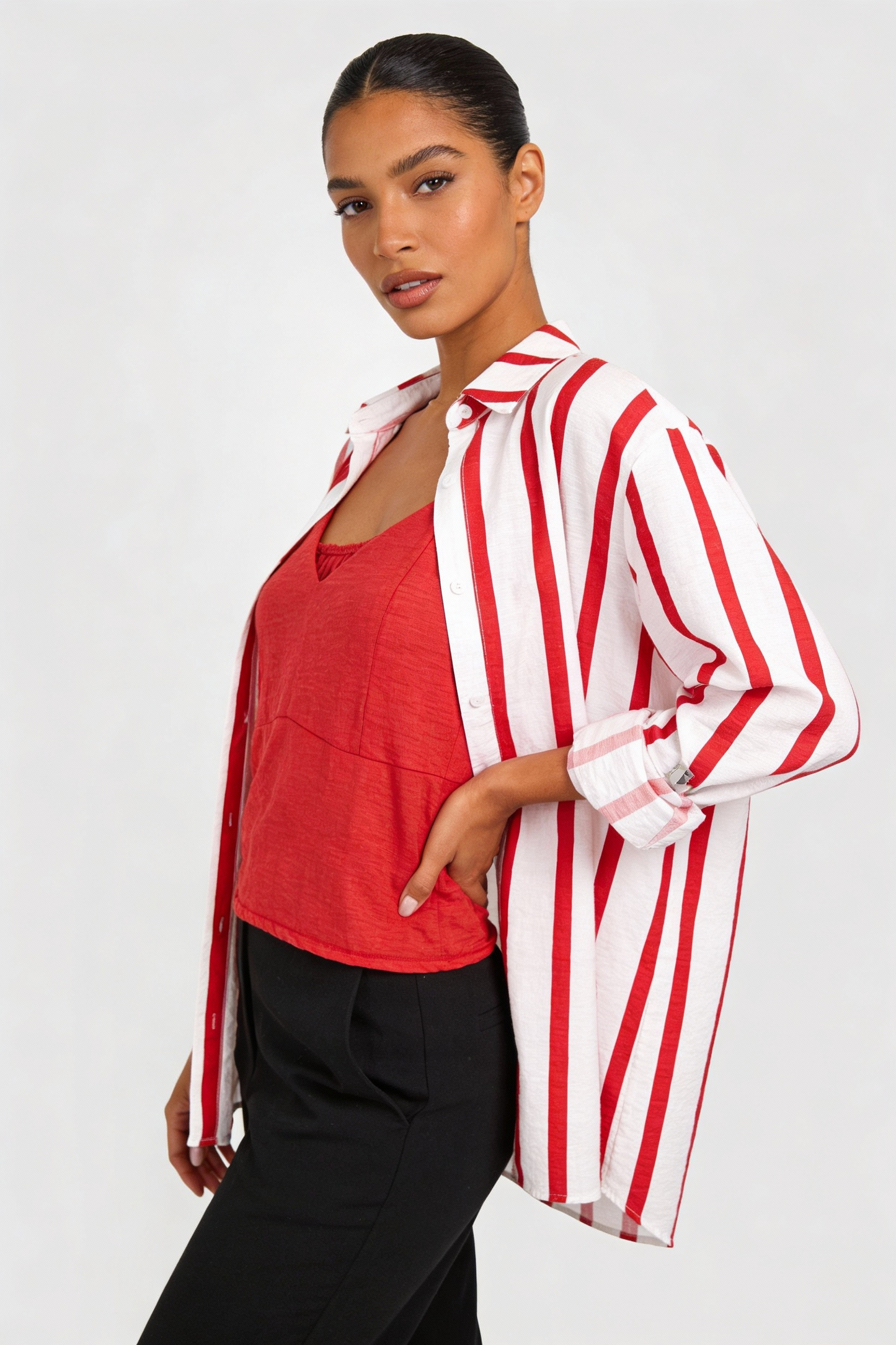 Bold Vertical Stripe Relaxed Shirt