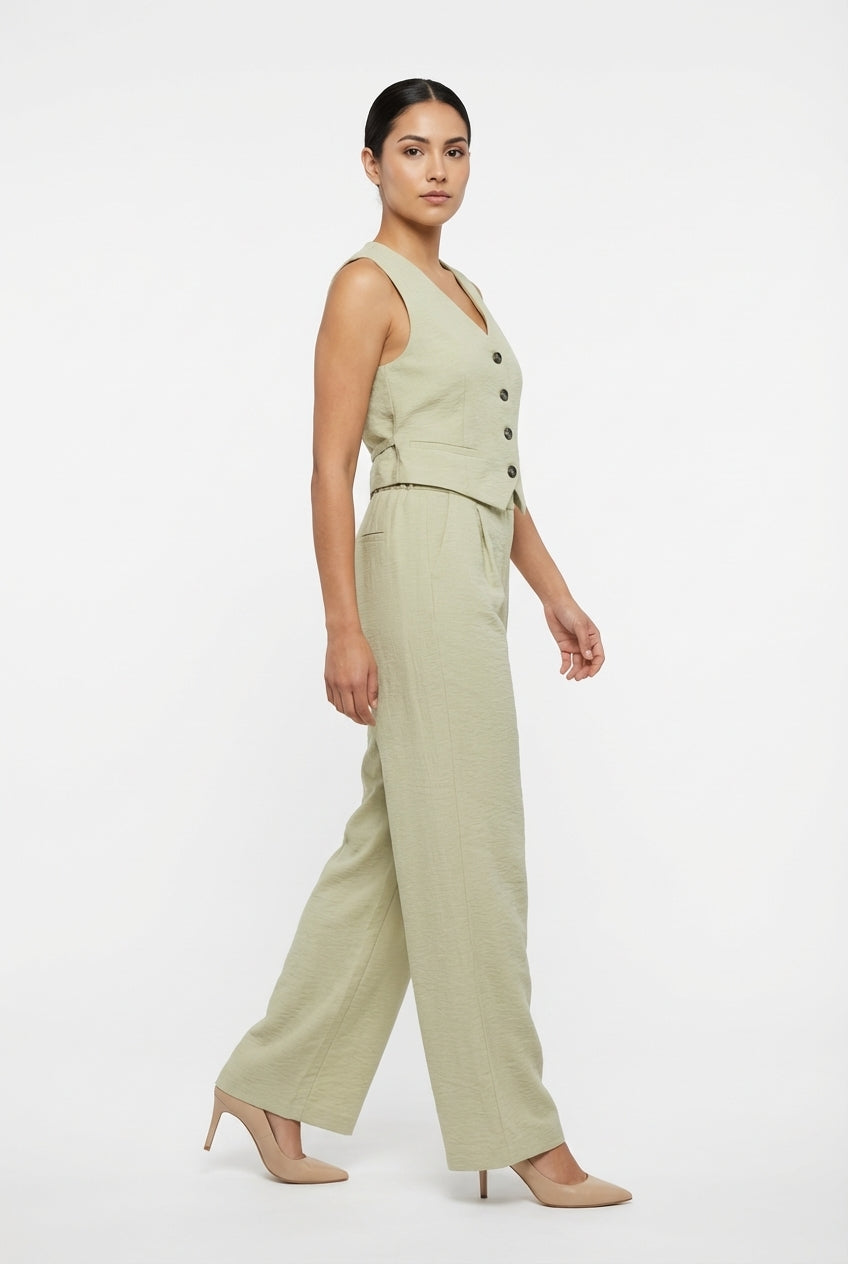 Button-Front Cotton Vest & Pant Set