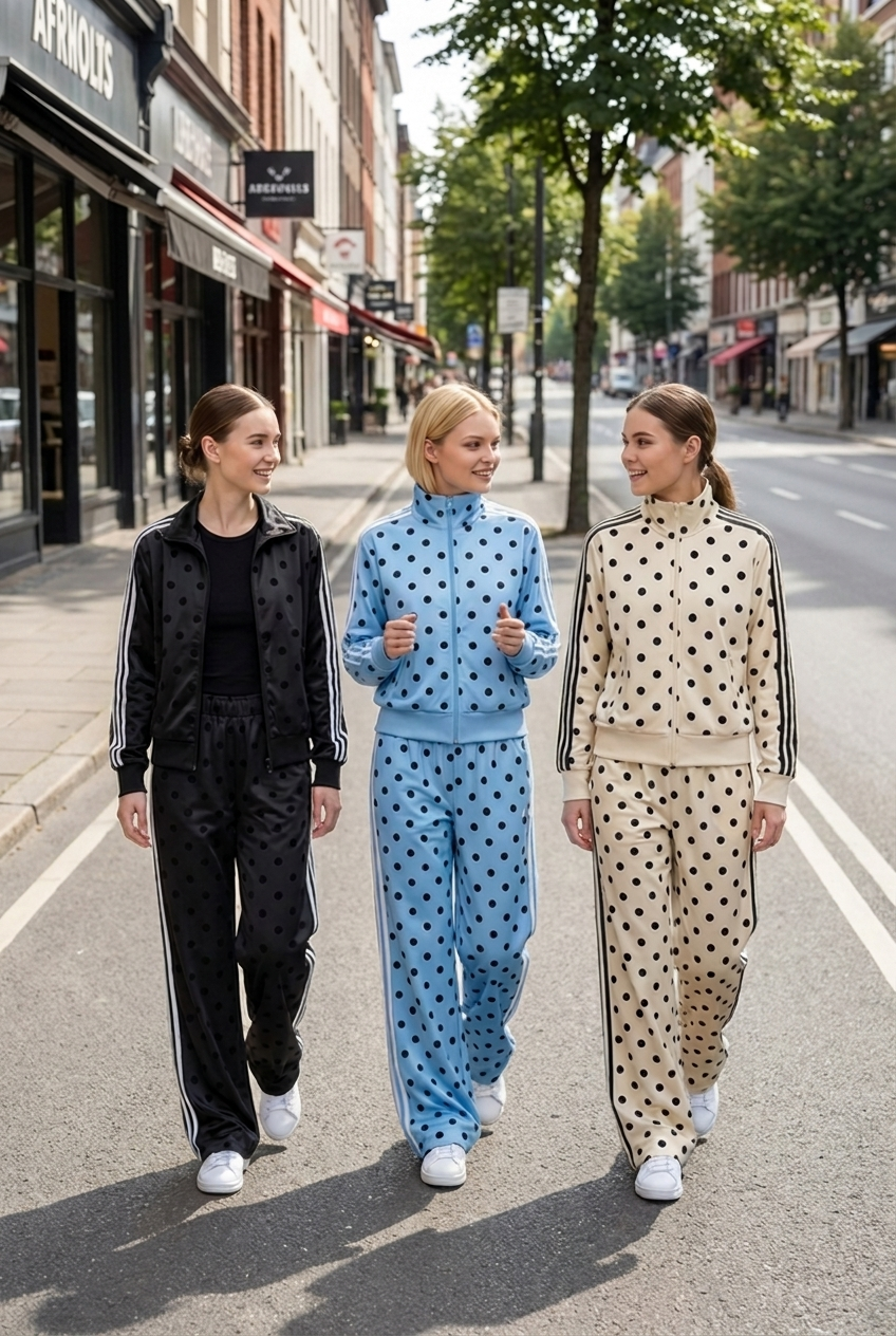 Polka Dot Wide-Leg Tracksuit Set