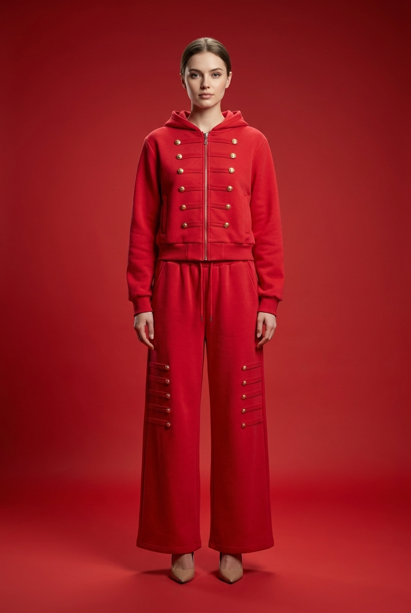 Military Detail Hooded Lounge Set