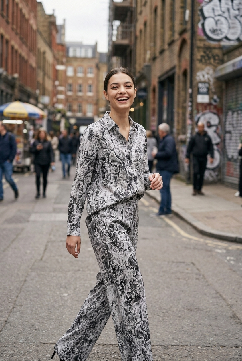 Snakeskin Print Shirt & Trouser Set