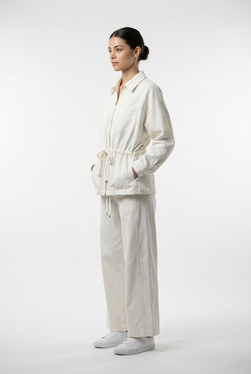 Cinched Waist Utility Jacket & Trouser Set