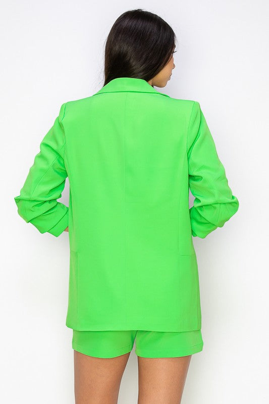 Ruched Sleeve Blazer