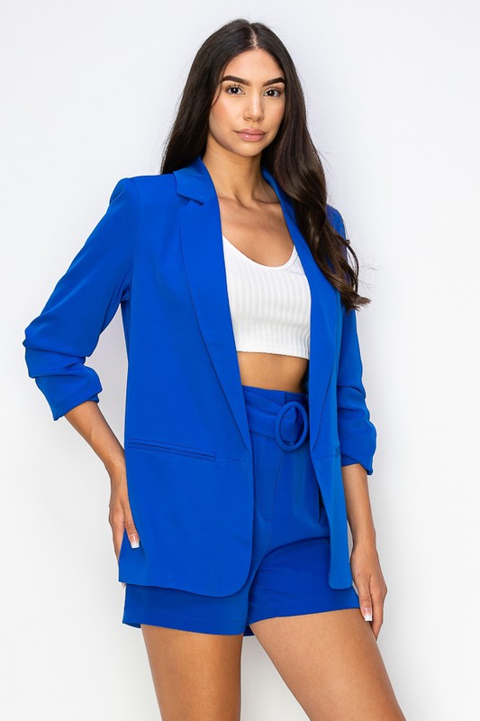 Ruched Sleeve Blazer