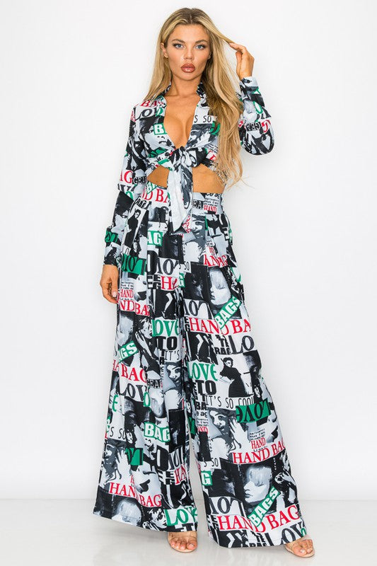 Printed Long Pants Green/Black Combo