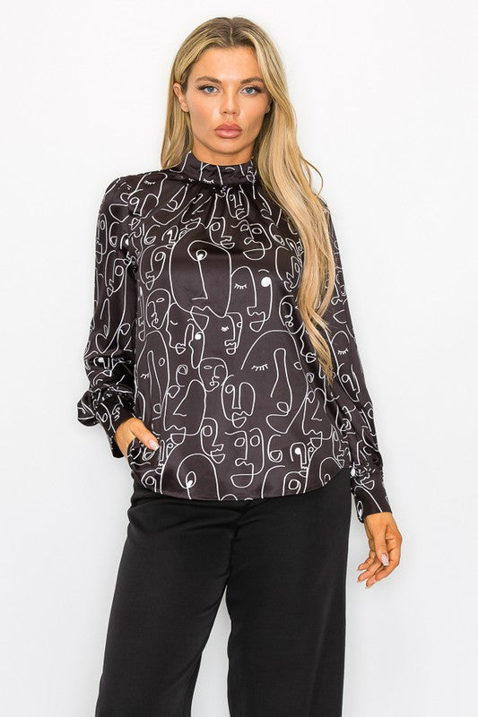 Printed Long Sleeve Blouse