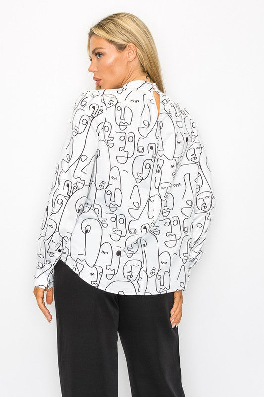 Printed Long Sleeve Blouse