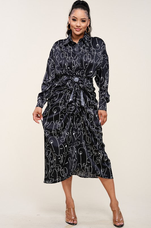 Printed Dress With Tie On Waist