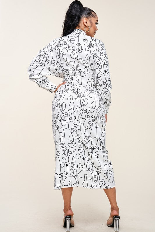 Printed Dress With Tie On Waist