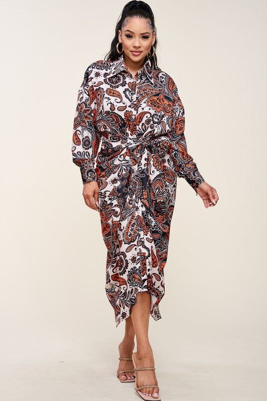 Printed Dress Orange Combo