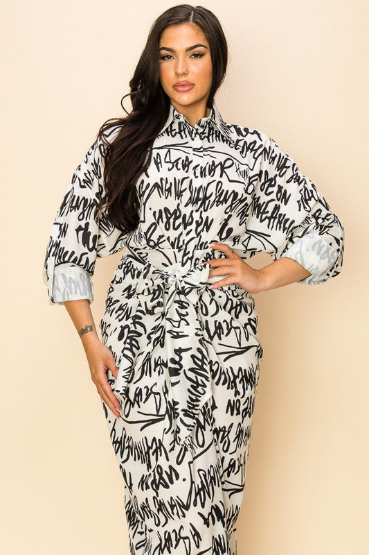 B&W Animal Printed Dress