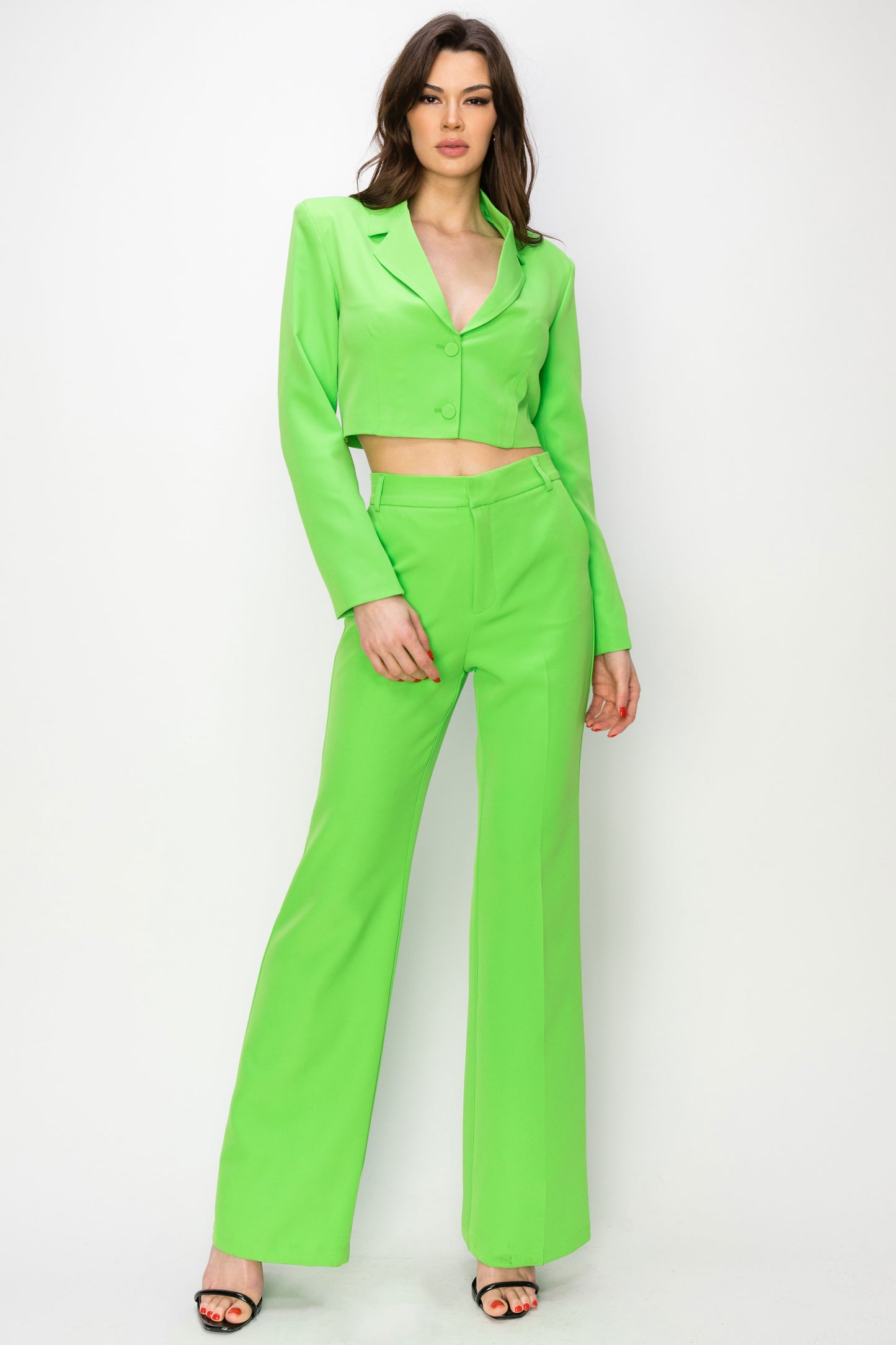 Cropped V-Neck Collar Longsleeve