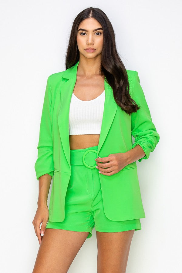 Ruched Sleeve Blazer