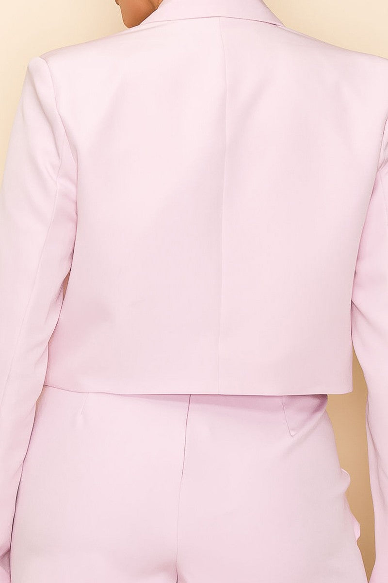 Long Sleeve Cropped Jacket With Collar