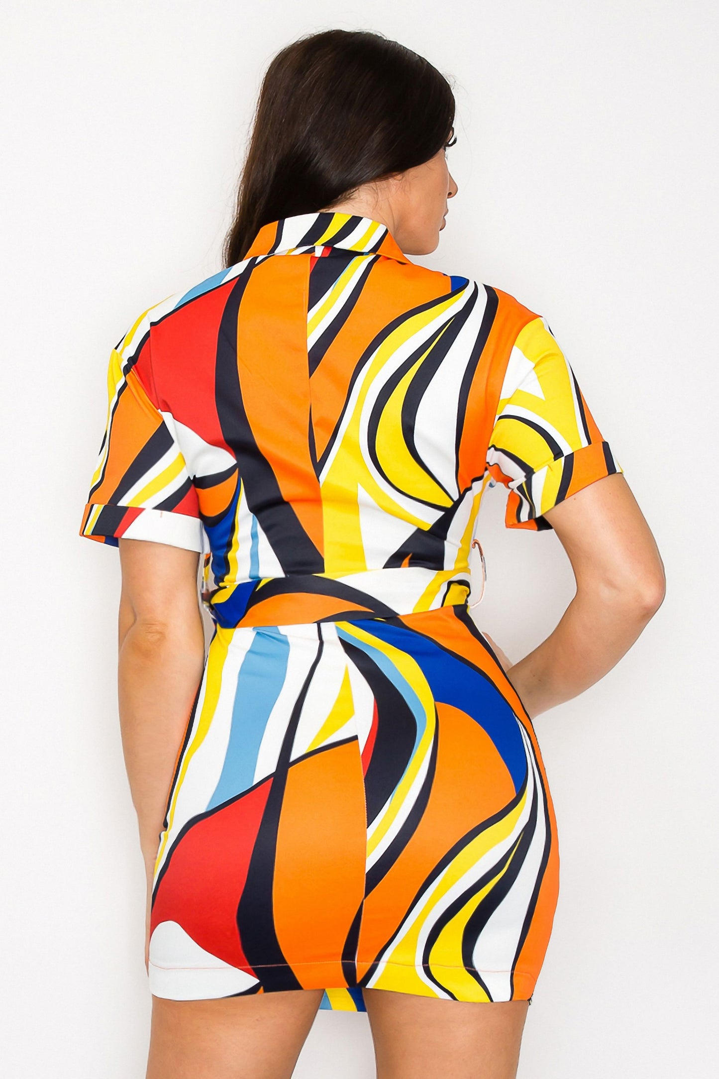 Blue-Orange-Yellow Mix Dress