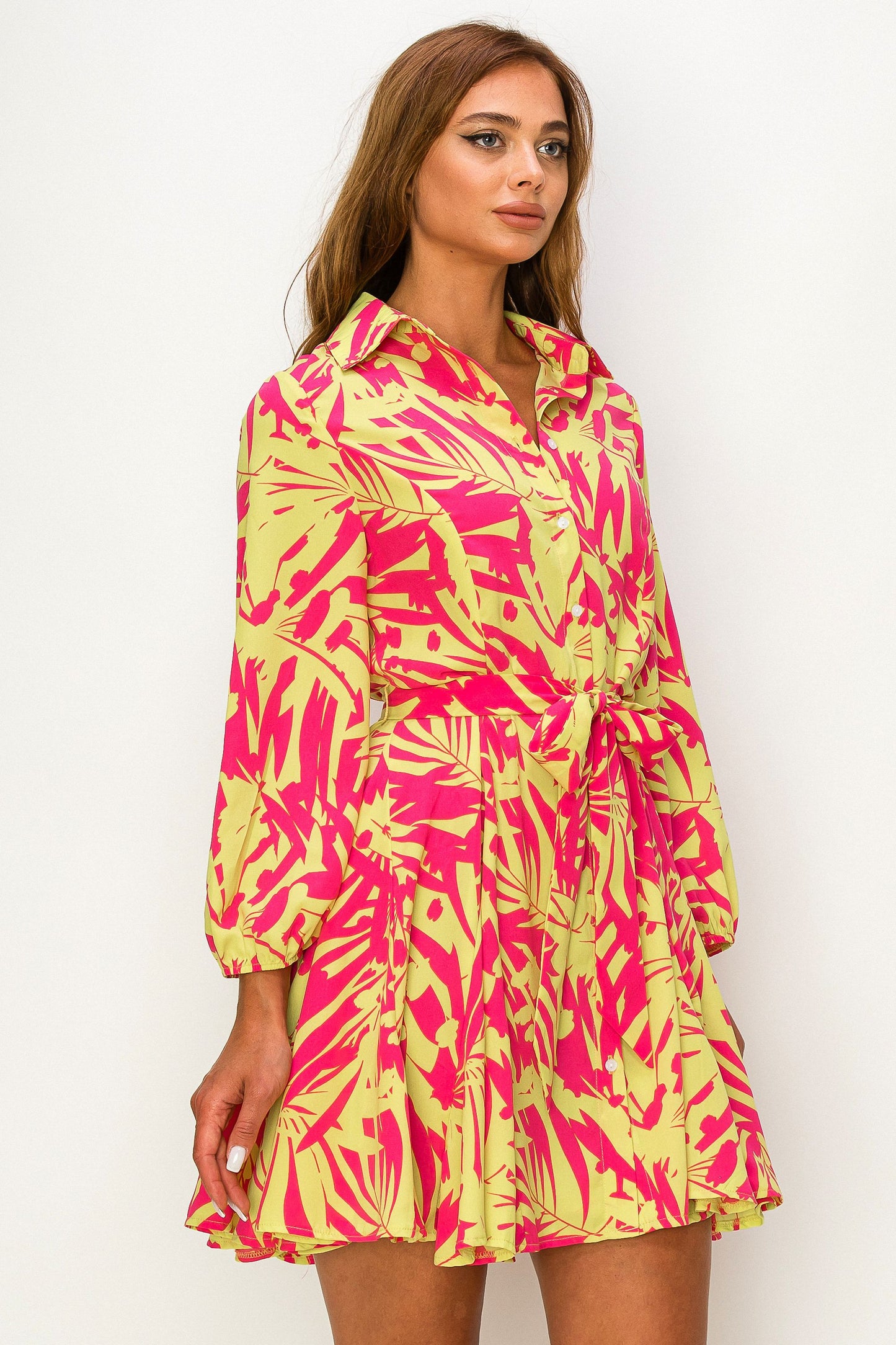 Vestido midi con mangas campesinas Neon Dream