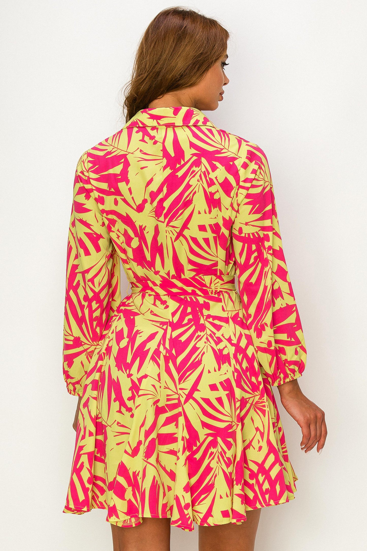 Neon Dream Peasant Sleeve Midi Dress