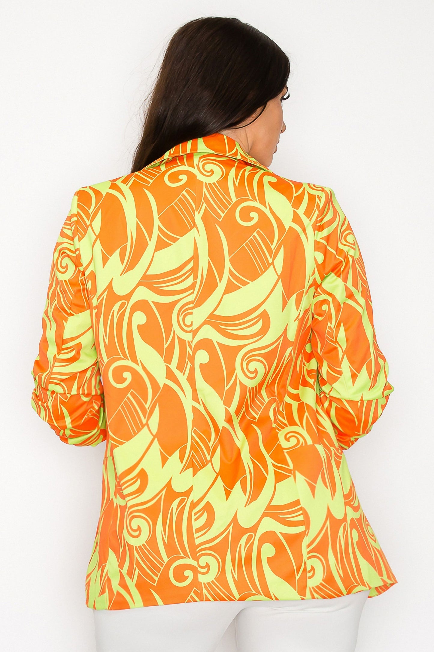 Citrus Twist Long Shirred Blazer