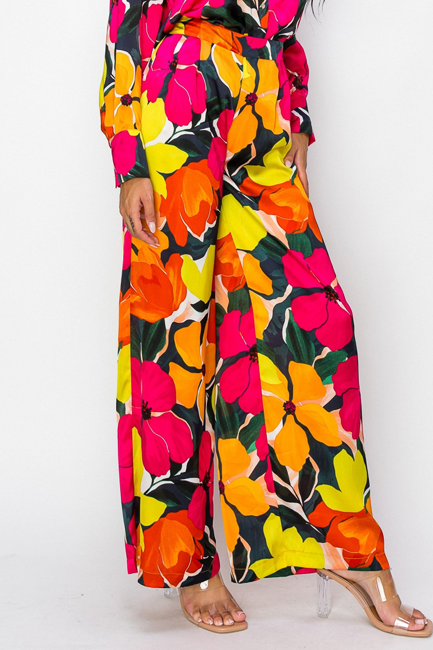 Magenta Bloom High Waist Pants