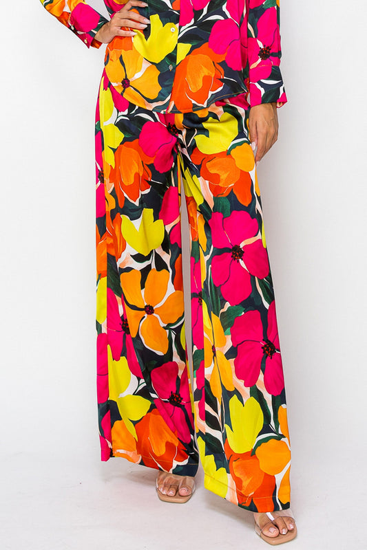 Magenta Bloom High Waist Pants