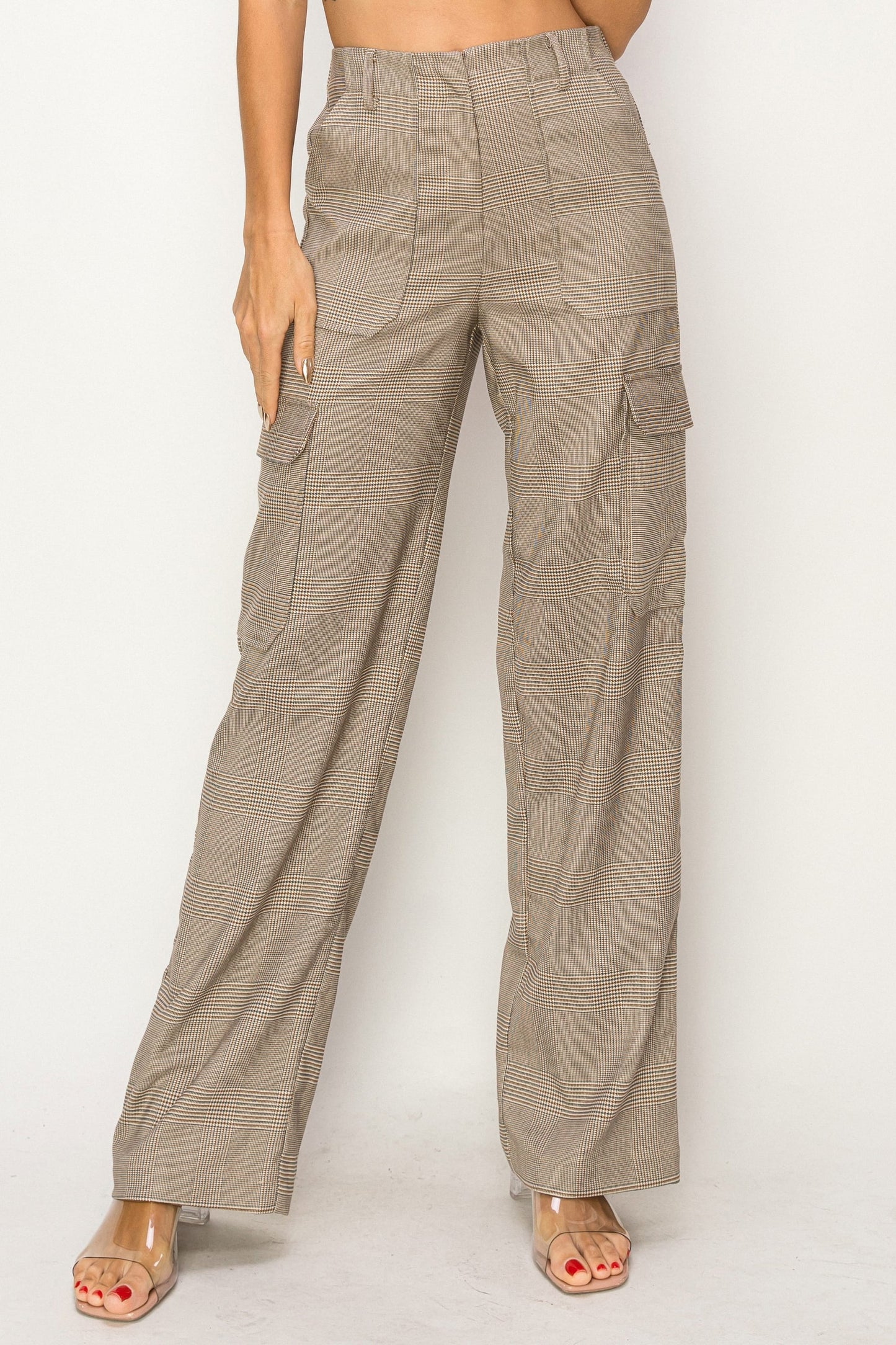 Full-Length Checkered Cargo Pants