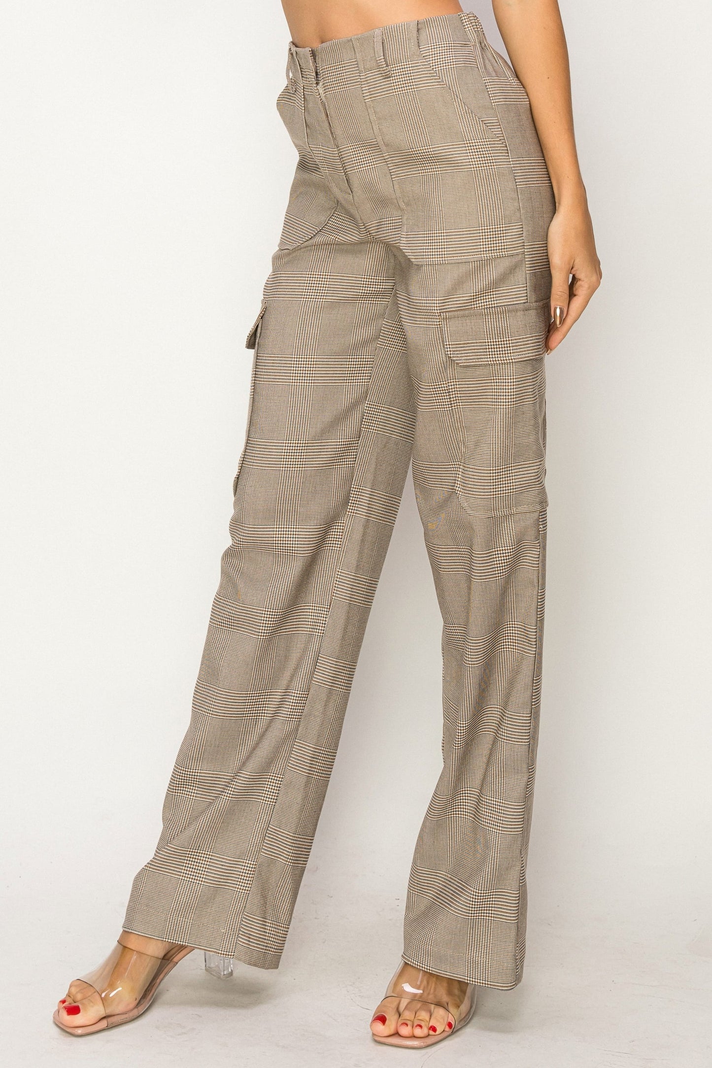 Full-Length Checkered Cargo Pants