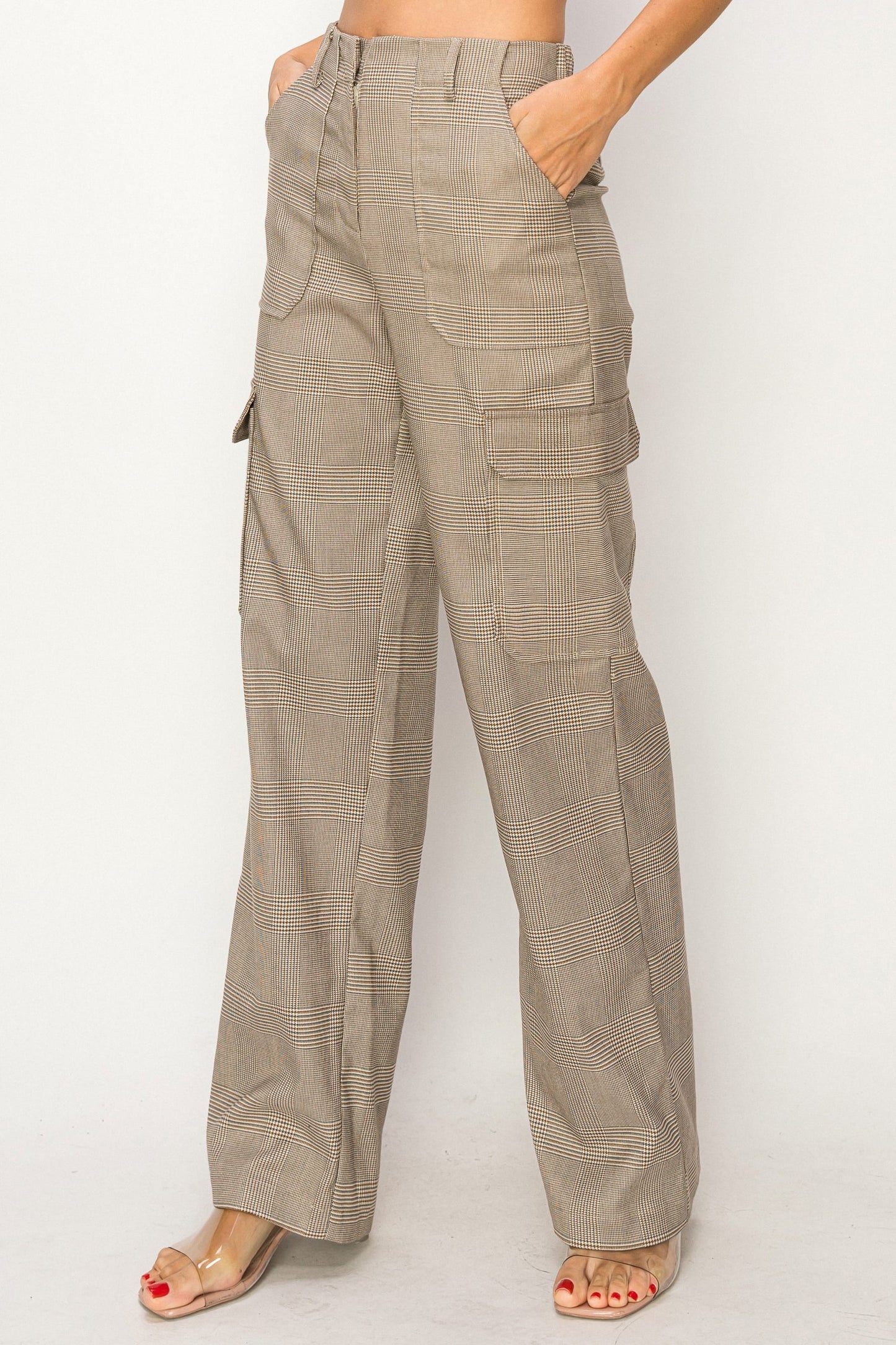 Full-Length Checkered Cargo Pants