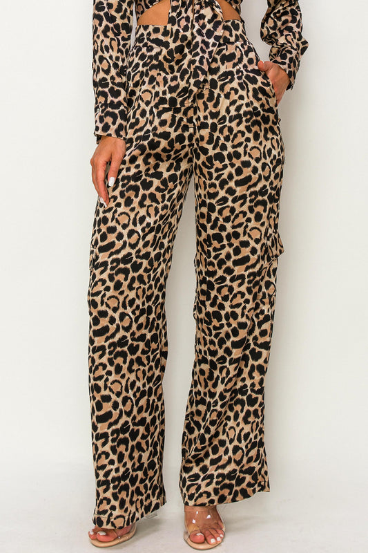 Cheetah High-Waisted Gaucho Pants