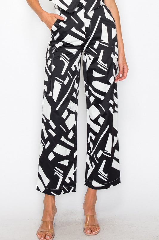 Monochrome Chic Geometric Pants