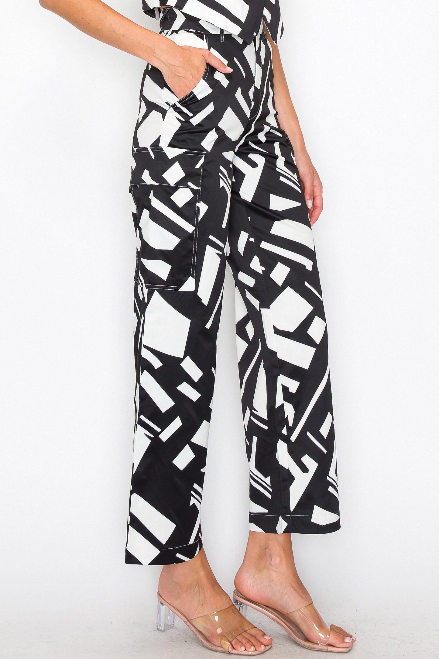 Monochrome Chic Geometric Pants