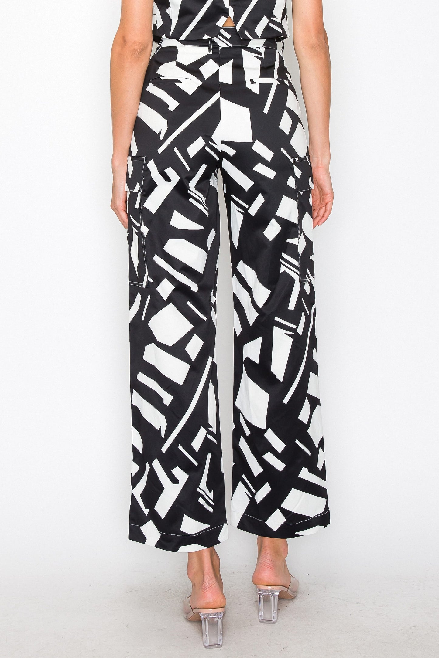 Monochrome Chic Geometric Pants