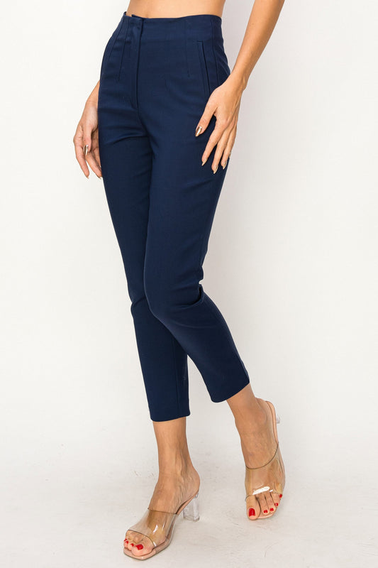 Slim Line High-Rise Straight Taper Ankle Pants