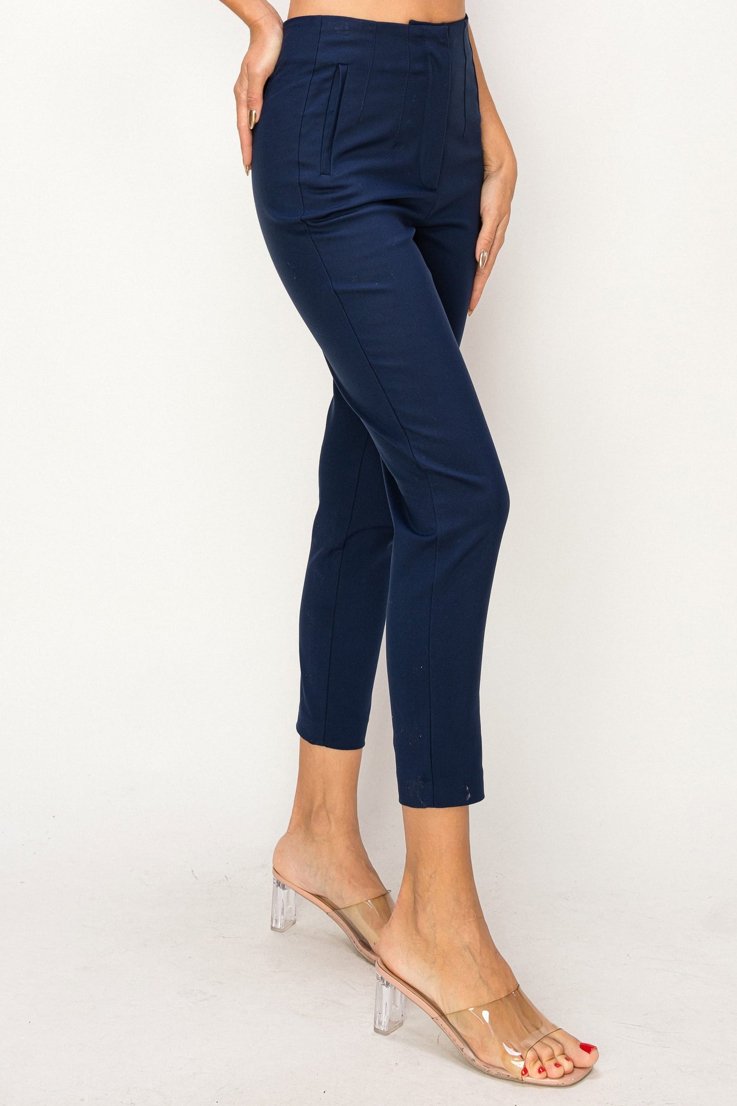 Slim Line High-Rise Straight Taper Ankle Pants