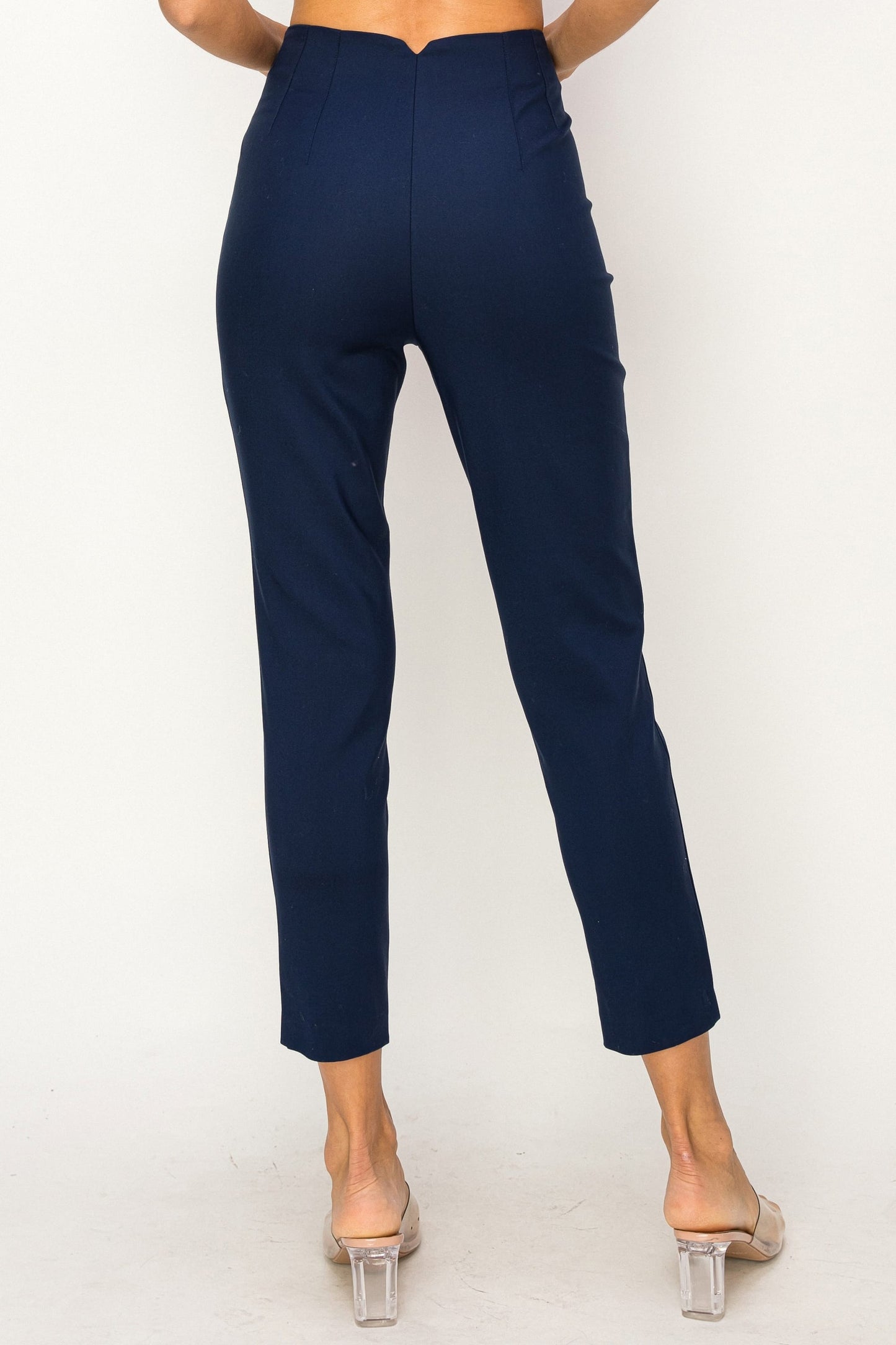 Slim Line High-Rise Straight Taper Ankle Pants