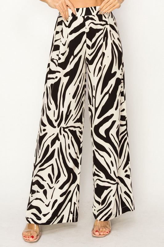 Tall Zebra Striped Wide Leg Pants