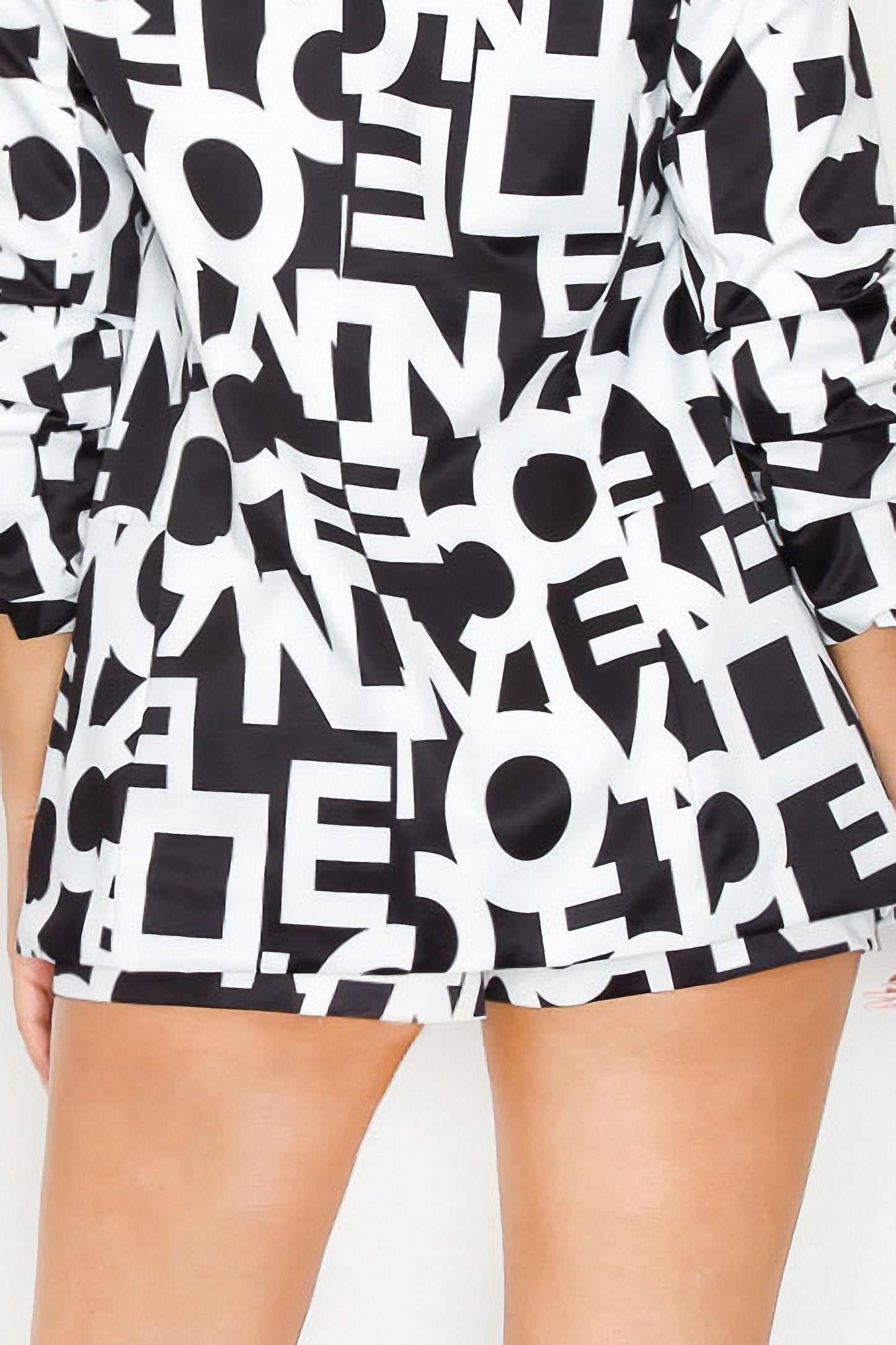 Zip-Pleat Letter Print Shorts