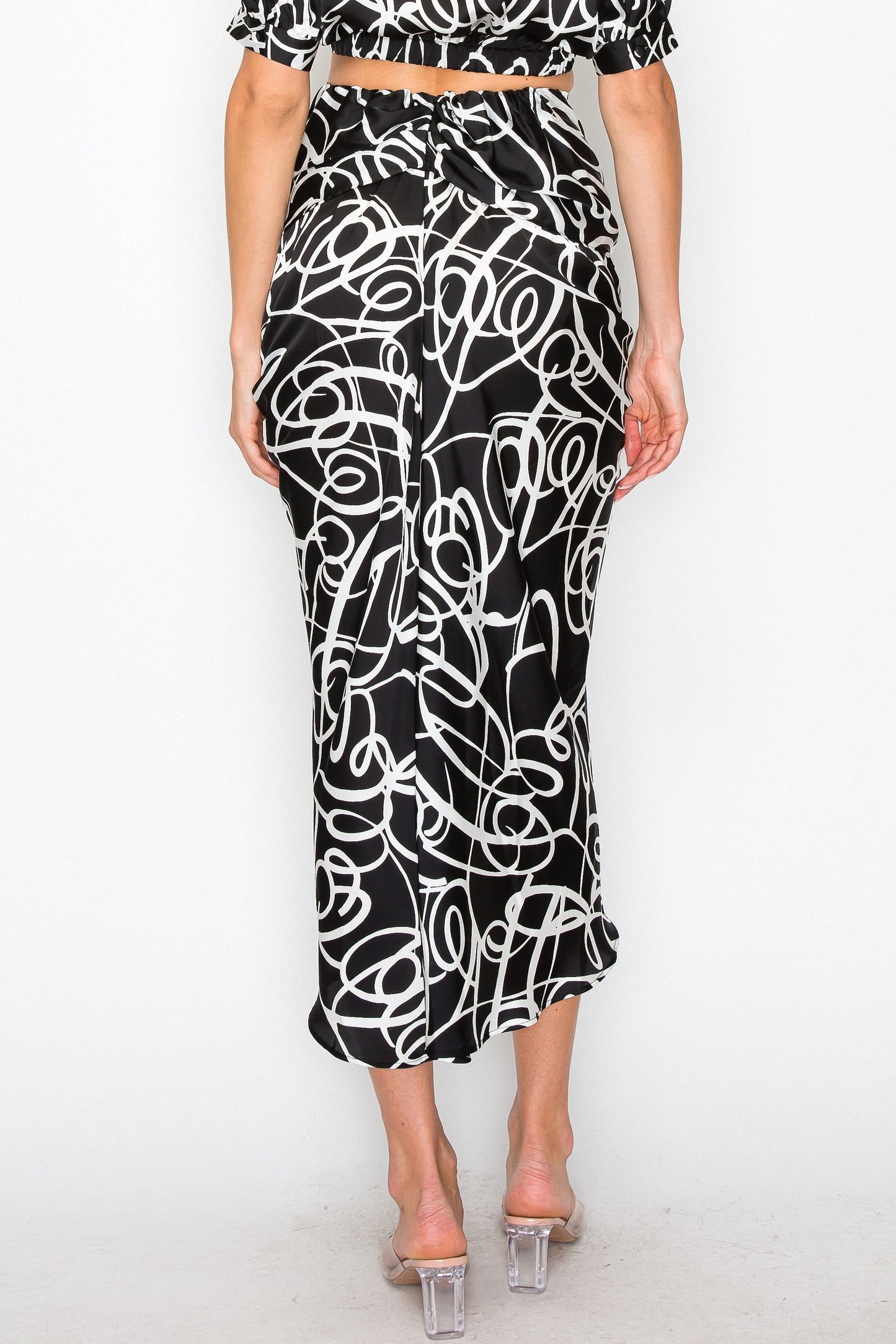 Ink Sketch Tie Front Skirt