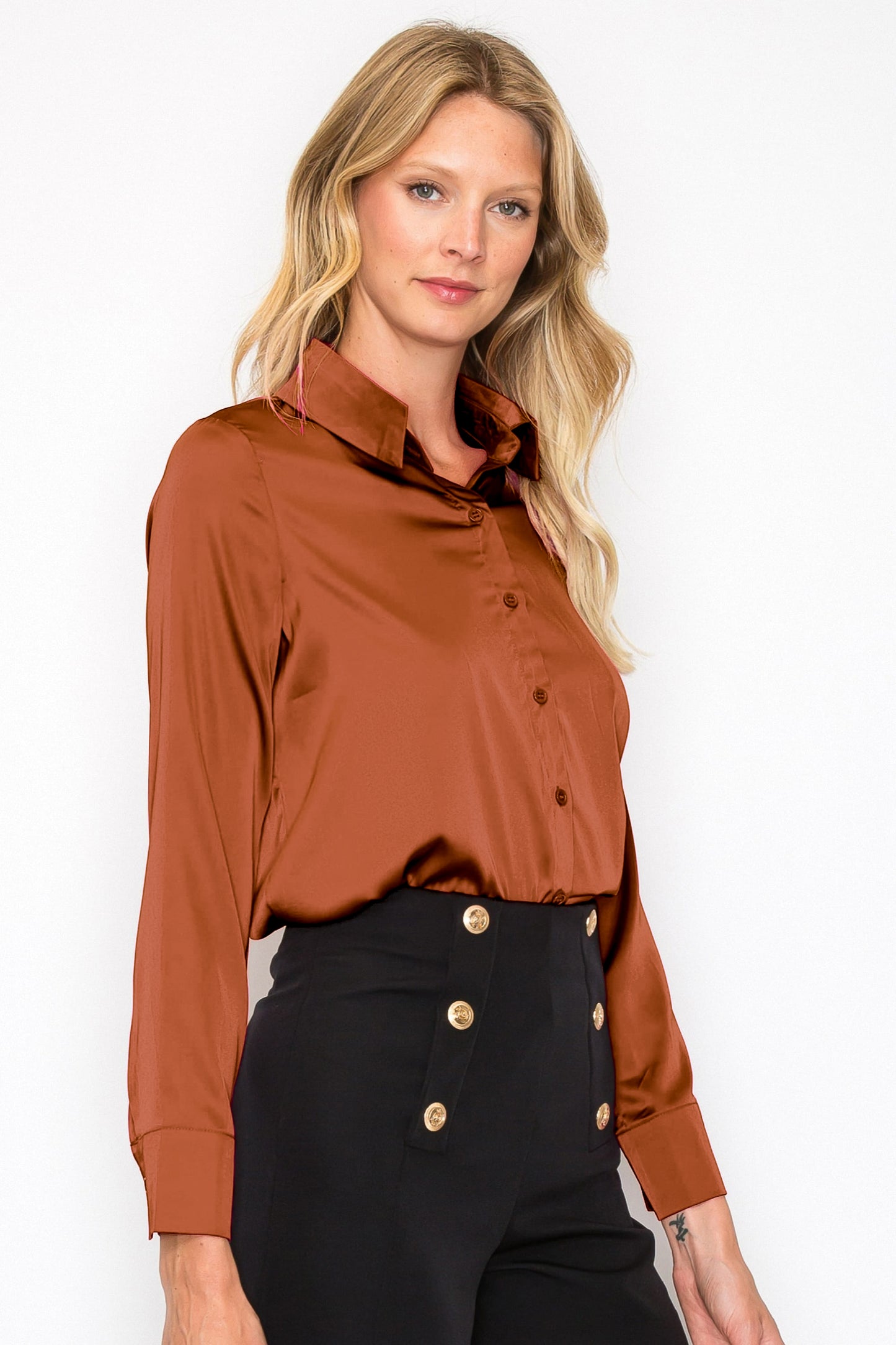 V-Neck Collared Blouse