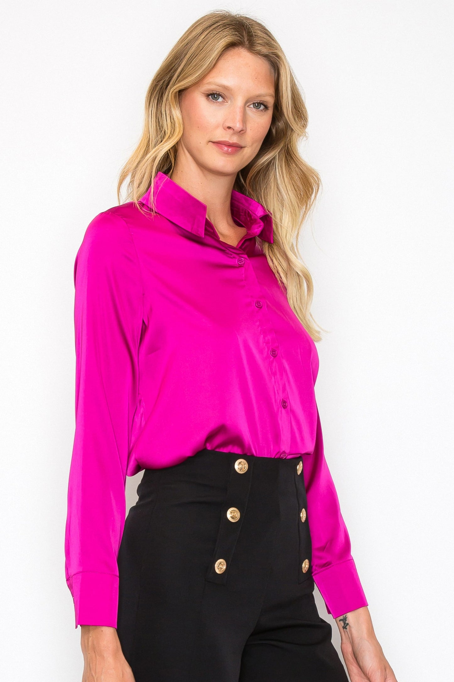 V-Neck Collared Blouse