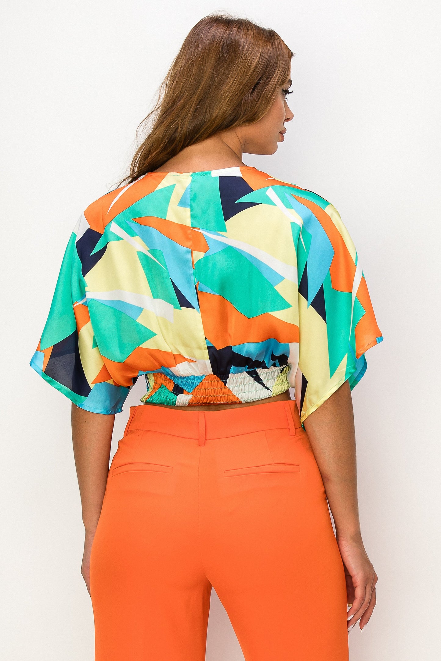 Abstract Essence Twist Crop Top